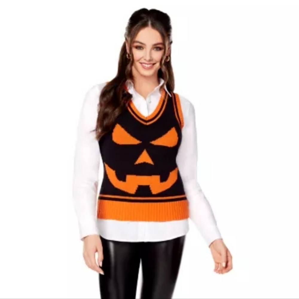 Jack-O'-Lantern Halloween Sweater Vest